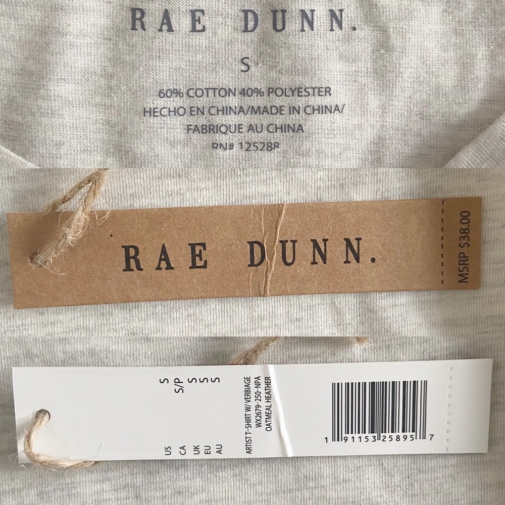 New Rae Dunn WIFEY Artist T-Shirt Oatmeal Heather - Picture 4 of 4